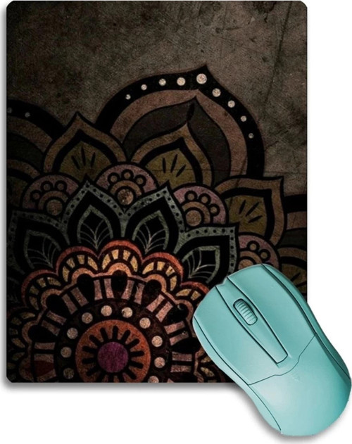 SonicTouch Mandala Desenli Kahverengi Çiçekli Kaydırmaz Gaming Oyuncu Dikişsiz Mouse Pad17x21cm