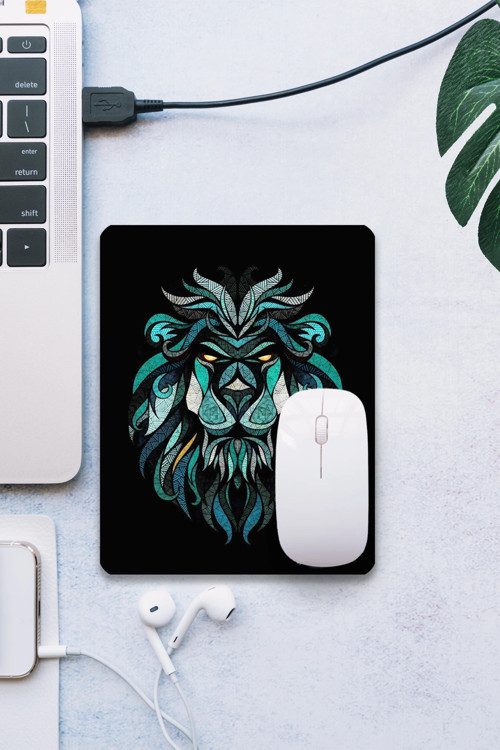 SonicTouch Mozaik Aslan Yeşil Pürüzsüz Yüzey Kaymaz Taban Dikişsiz Kenar Gamer Oyuncu Mouse Pad 19x2
