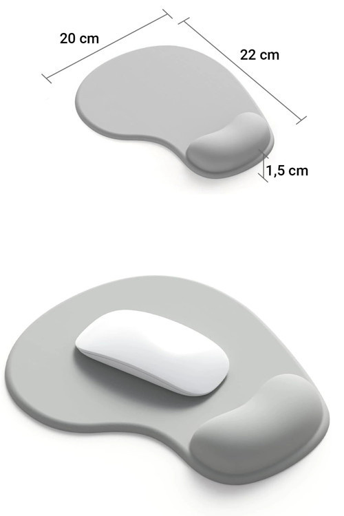 SonicTouch Bilek Destekli Gri Damla Tipi Pürüzsüz Yüzey Dikişsiz Gamer Oyuncu Mouse Pad 20x22cm