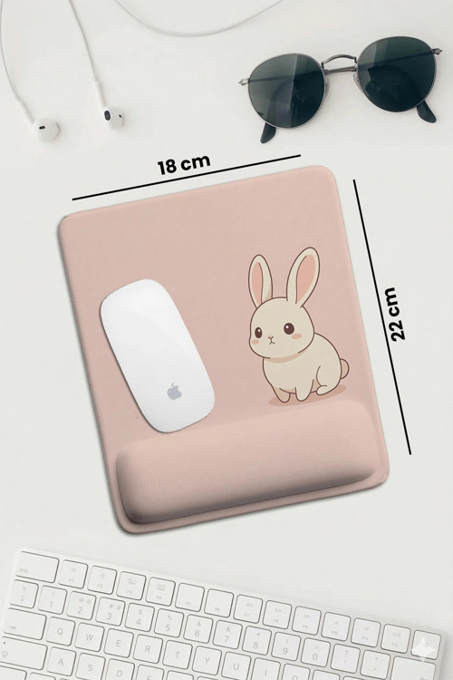 SonicTouch Pembe Bilek Sevimli Yavru Taşvanım Dikdörtgen Pürüzsüz Yüzey Ergonomik Mouse Pad 18x22cm