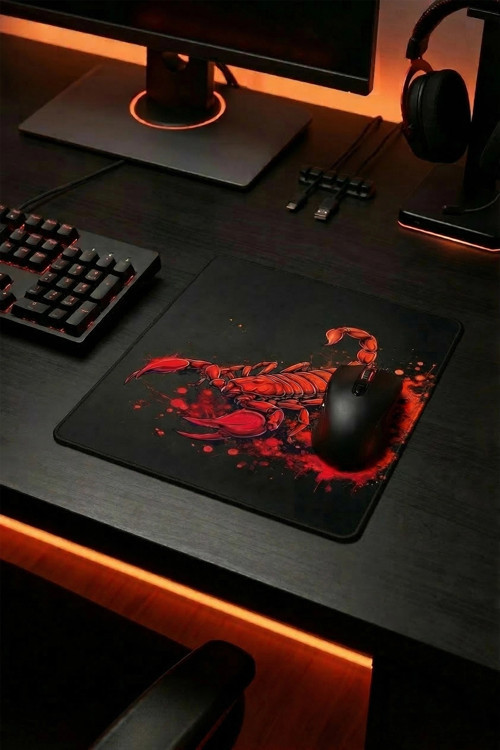 SonicTouch Kırmızı Neon Akrep Pürüzsüz Yüzey Kaymaz Taban Dikişsiz Gamer Oyuncu Mouse Pad 19x23cm