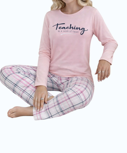 Desenli Süprem Uzun Kollu Kadın Pijama Takımı