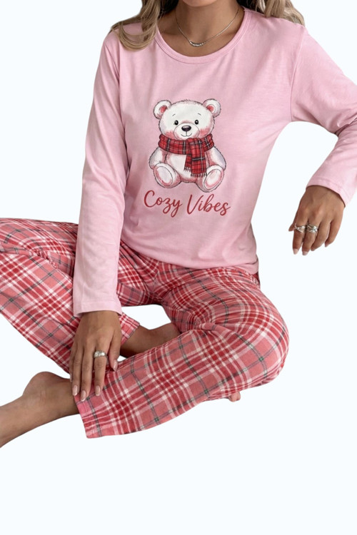 Desenli Süprem Uzun Kollu Kadın Pijama Takımı