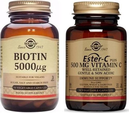 Biotin 5000 Mcg 50 Kapsül+Solgar Ester-C Plus 500 Mg 50 Kapsül