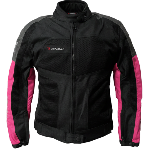 Motosiklet Kadın Mont 4 Mevsim Dynamic Siyah-Pembe Motorcu Montu