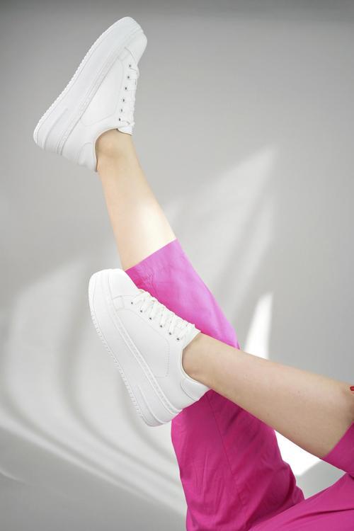 SAMBA Garantili Kadın Günlük Yüksek Taban Bağcıklı Sneaker Spor Ayakkabı