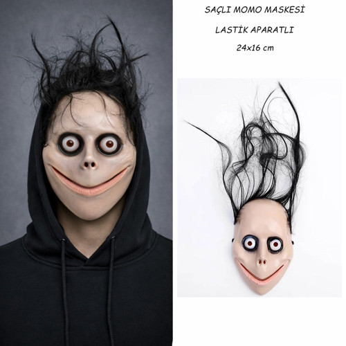 Saçlı Momo Korku Maskesi 24x16 cm
