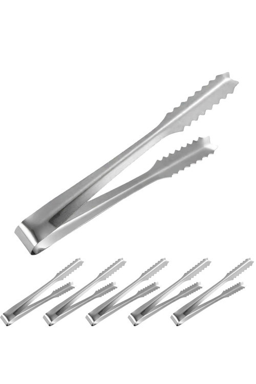 6 Adet Çelik 21 cm. Buz Ve Şeker Maşası mt129-6