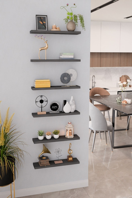 6'lı Duvar Rafı 50 CM Kitaplık Salon Duvar Rafı Kitaplık Düzenleyici Raf