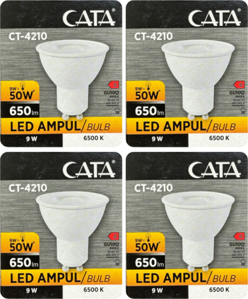 (4 Adet) Cata 9W (50W) Beyaz Işık (6500K) Dim Edilebilir GU10 Duylu Led Spot Ampul