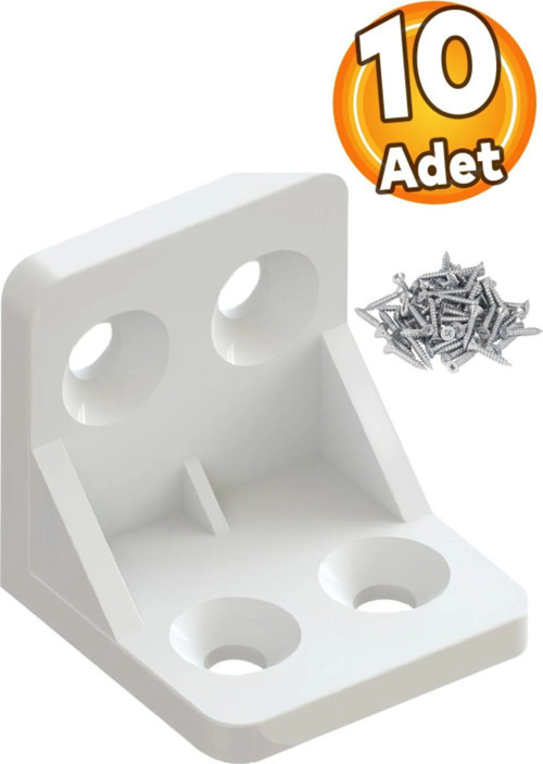 Mobilya Eşya Dolap Köşebent Bağlantı Sabitleme Sabitleyici L Gönye 28x28x30 Mm Plastik (10 ADET)