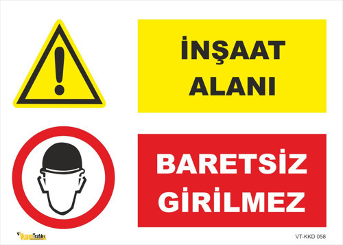 Inşaat Alanı Baretsiz Girilmez Levhası Levha 15x21 Cm Dekota 3 Mm