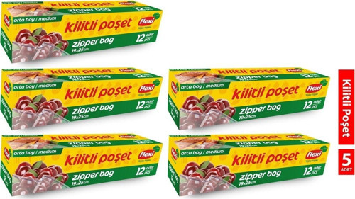 Kilitli Buzdolabı Poşeti Orta Boy 5 Adet 12'li