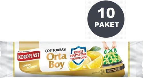 Ekstra Güçlü Limon Büzgülü Orta Boy 15li Çöp Torbası X 10 Paket