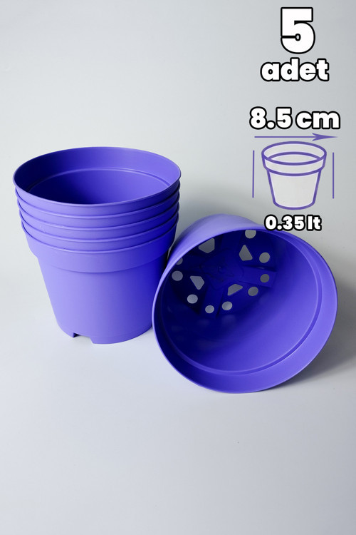 Kaktüs ve Sukulent Saksısı Bol Drenaj Delikli Lila 8.5 cm Çap 5 Adet