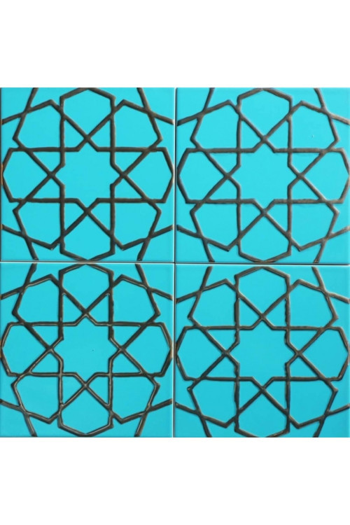 Ac89 Siyah-mavi 20x20 Cm 4 Adet Çini Karo