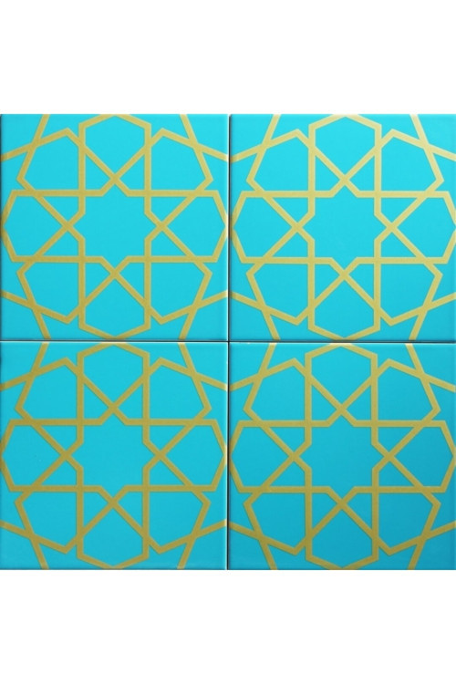 Ac89 Altın 20x20 Cm 4 Adet Çini Karo