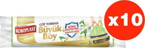 Koku Hapsetme Yasemin Büzgülü Büyük Boy 10lu Çöp Torbası X 10 Paket (65×70 cm)