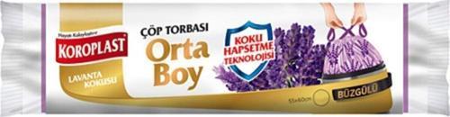 Lavanta Büzgülü Orta Boy Çöp Torbası 15'li 25 Paket