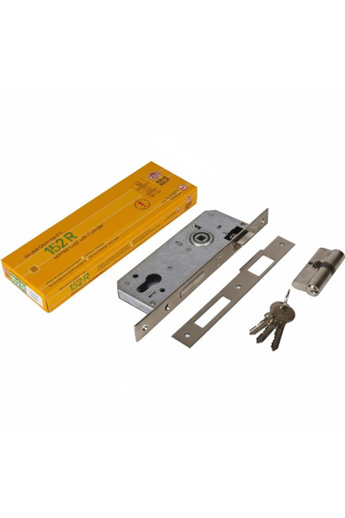 152 R 40 mm Silindirli Gömme Kilit Ahşap Daire Dış Kapı Kilidi Nikel Oval