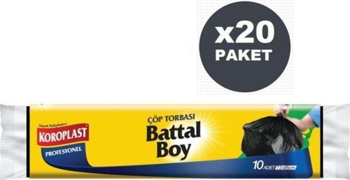 Profesyonel Battal Boy Siyah Çöp Torbası 10'lu X20 Paket (72x95cm)