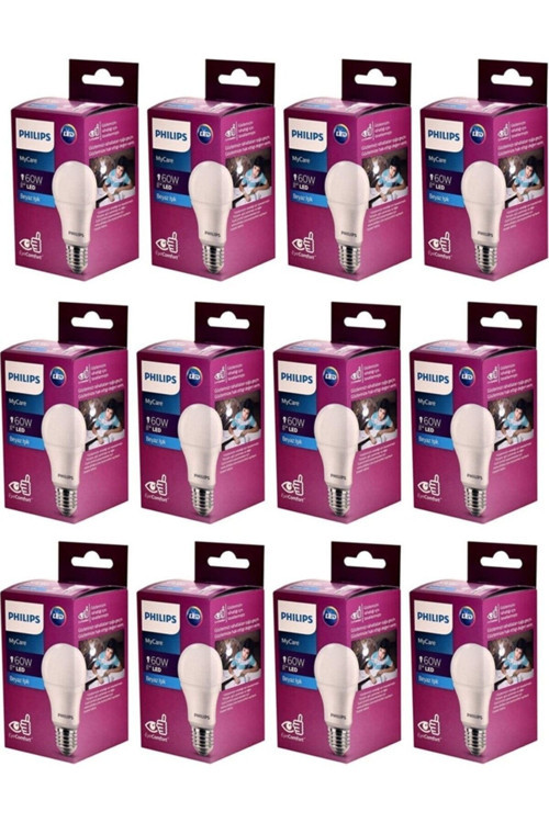 Led Tasarruflu Ampul 8w (60W) Beyaz Işık E27 Normal Duy 12 ADET