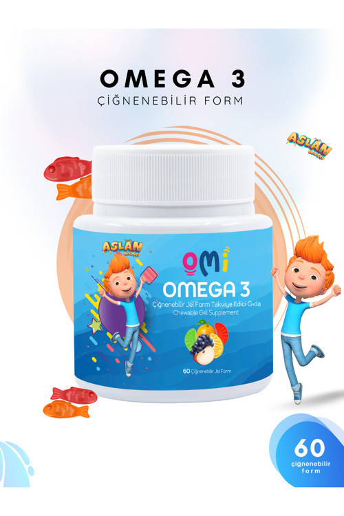 Omega 3 Çiğnenebilir Jel Form 60 Gummies Yumuşak Şeker - Aslan Buluşçu Trt Çocuk