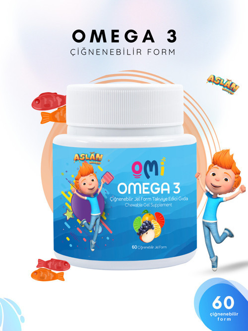 Omega 3 Çiğnenebilir Jel Form 60 Gummies Yumuşak Şeker - Aslan Buluşçu Trt Çocuk