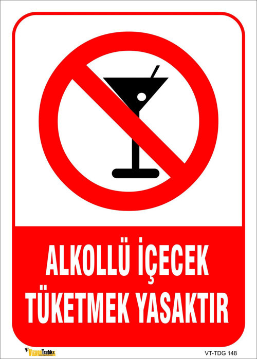 Alkol Tüketmek Yasaktır 15x21 Cm Galvaniz Saç 0,4 Mm