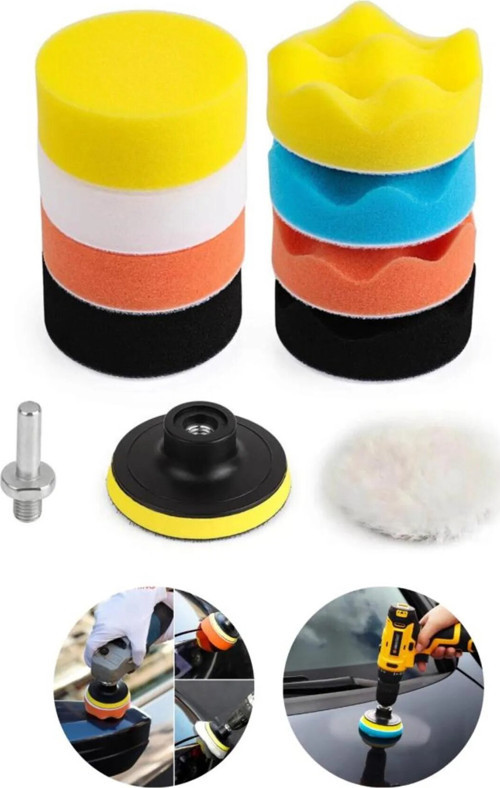 Pasta Cila Polisaj Süngeri Pedi Seti 115 Mm Otomotiv Parlatıcı (11 PARÇA)