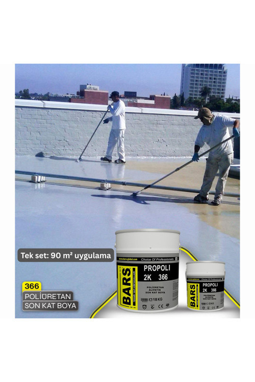 PROPOLI 2K 366 Poliüretan Su Yalıtım Boyası, Beton, Çatı, Teras, Metale Uygun -1 Set 90 m² Kaplar