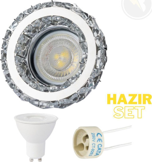 Berfin Dekoratif Modern Salon, Koridor, Mutfak, Lamba Kristal Cam Spot 7W Beyaz Işık - CT-6584