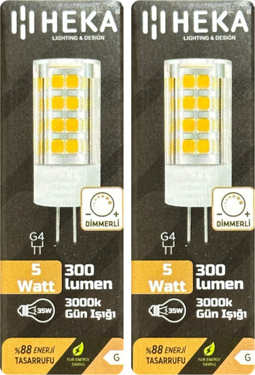 (2 Adet) 5W (35W) 3000K (Sarı Işık) G4 Duylu Dim Edilebilir Led Kapsül Ampul
