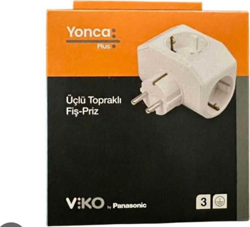 Üçlü Golyat Yonca Topraklı Fiş Priz Beyaz Plus