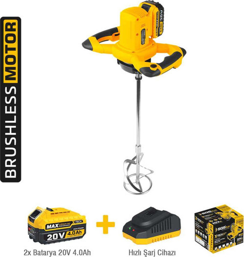 5440 Profesyonel Akülü Karıştırıcı Mıxer 20v 2*4.0 Ah (KÖMÜRSÜZ MOTOR)