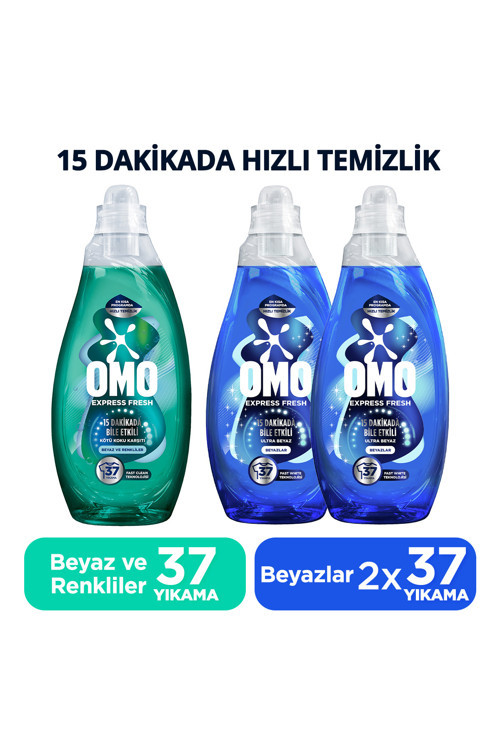 Express Fresh Ultra Beyaz Sıvı Deterjan 1480ml x2 Kötü Koku Karşıtı Beyaz ve Renkliler x1