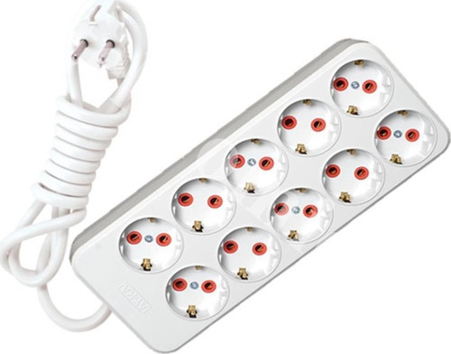10 Lu Topraklı Priz 7 Metre Kablolu Grup Priz