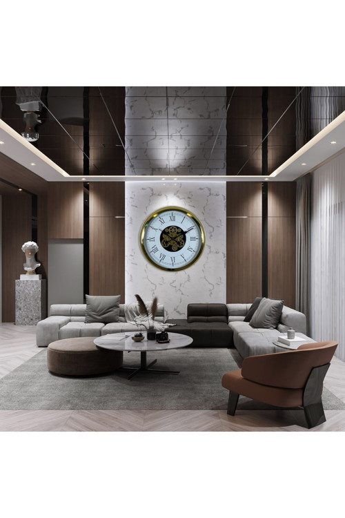 Luxury Gold 60 Cm Çarklı Duvar Saati