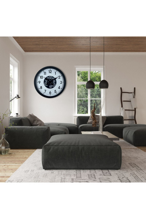 Siyah Standart 60 Cm Çarklı Duvar Saati