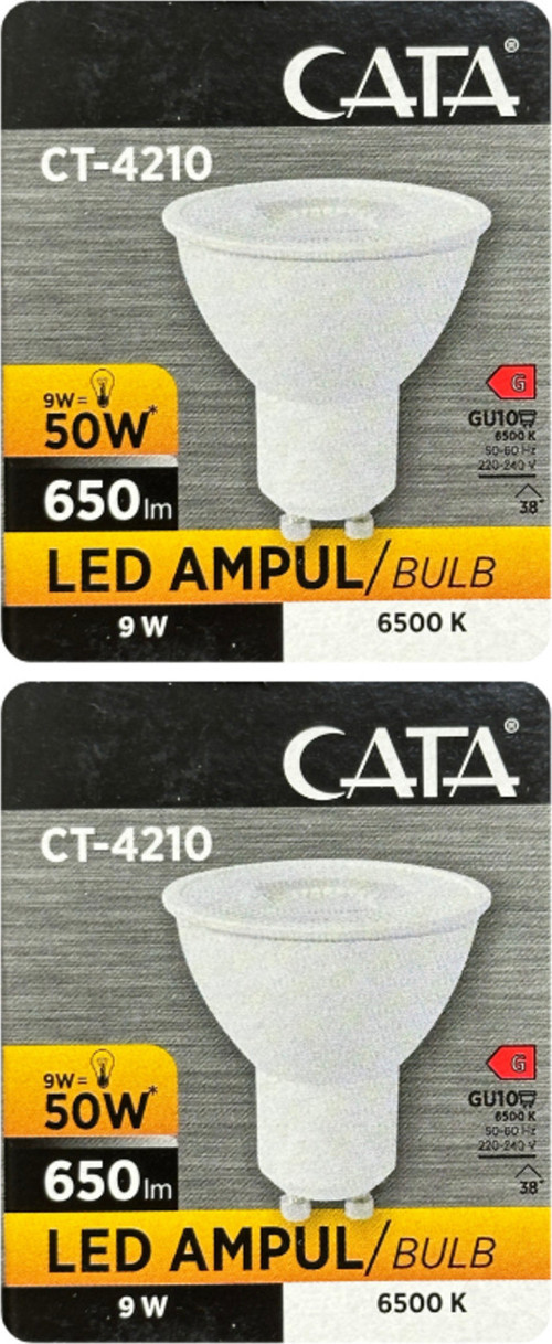 (2 Adet) Cata 9W (50W) Beyaz Işık (6500K) Dim Edilebilir GU10 Duylu Led Spot Ampul