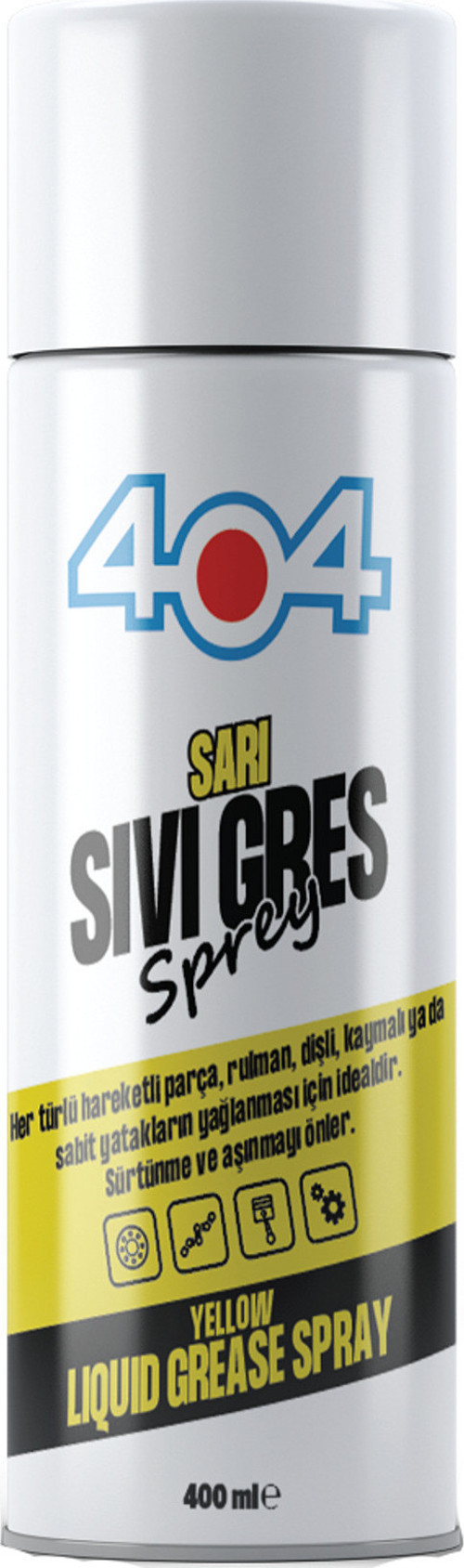 404 Sarı Gres Yağı Sprey 400 ML (Rulman Bilya Yağlama Spreyi)