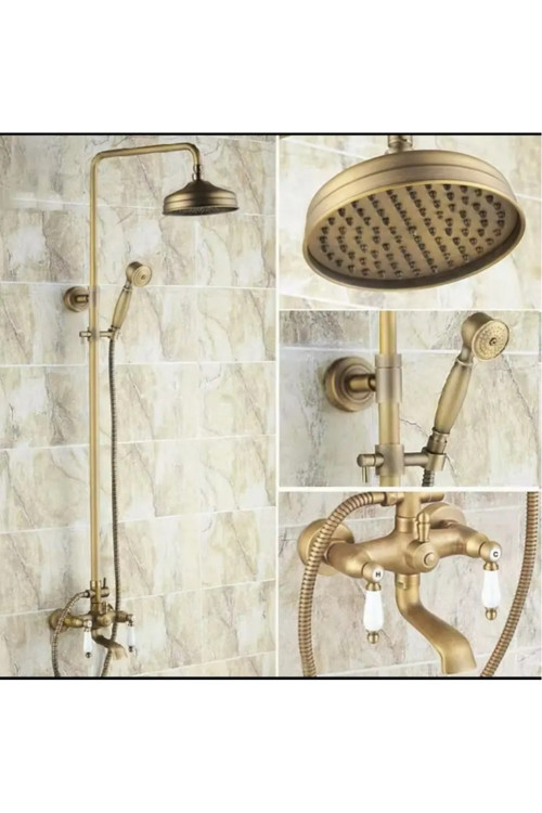 BANYO BATARYASI DUŞ SETİ ANTİK ÖZEL SERAMİK KOLLU MODEL 7 YIL GARANTİLİ İTHAL ÜRÜN.