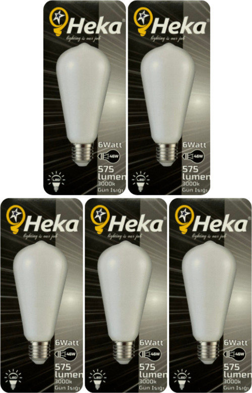 (5 Adet) 6W (46W) 3000K (Sarı Işık) E27 Duylu Soft Led ST64 Filament Ampul