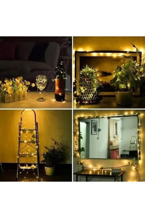 BUFFER® Peri Led Işık 10 Metre (Sarı) Pilli Aydınlatma Şerit Led Saçak Spot Süsleme