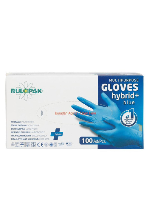 PE Eldiven Tek Kullanımlık Pudrasız 100 Adet Mavi - Medium / No.8 (800128)
