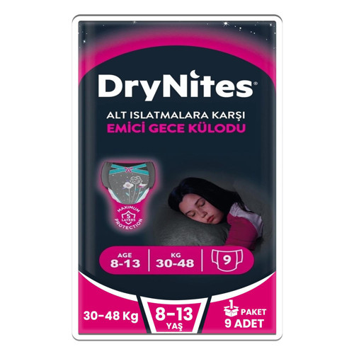 Drynites Emici Gece Külodu Kız 8-13 Yaş 30-48 Kilo 9 Adet