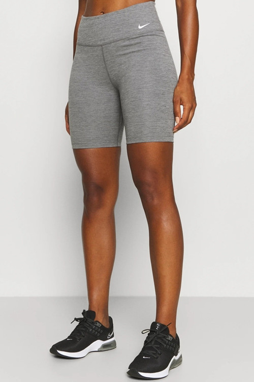 One High Rise 7 inch Tight Shorts Yüksek Belli 2 Cepli Kadın Biker Tayt Şort Gri