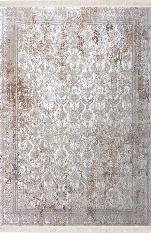 Baft 52297A Krem Yumuşak Dokulu Sık Dokuma Üst Kalite Vintage İpek Bambu Halı