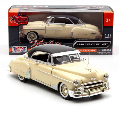 1950 Chevy Bel Air 1/24 Diecast Model Yeşil Diecast Model Krem