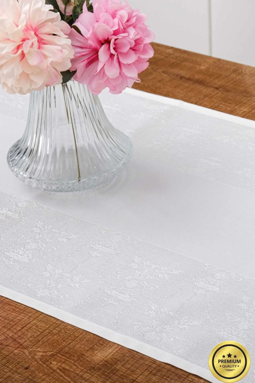 Ayda Jakar Polyester Kumaş Krem Runner 45x150 Cm 1418